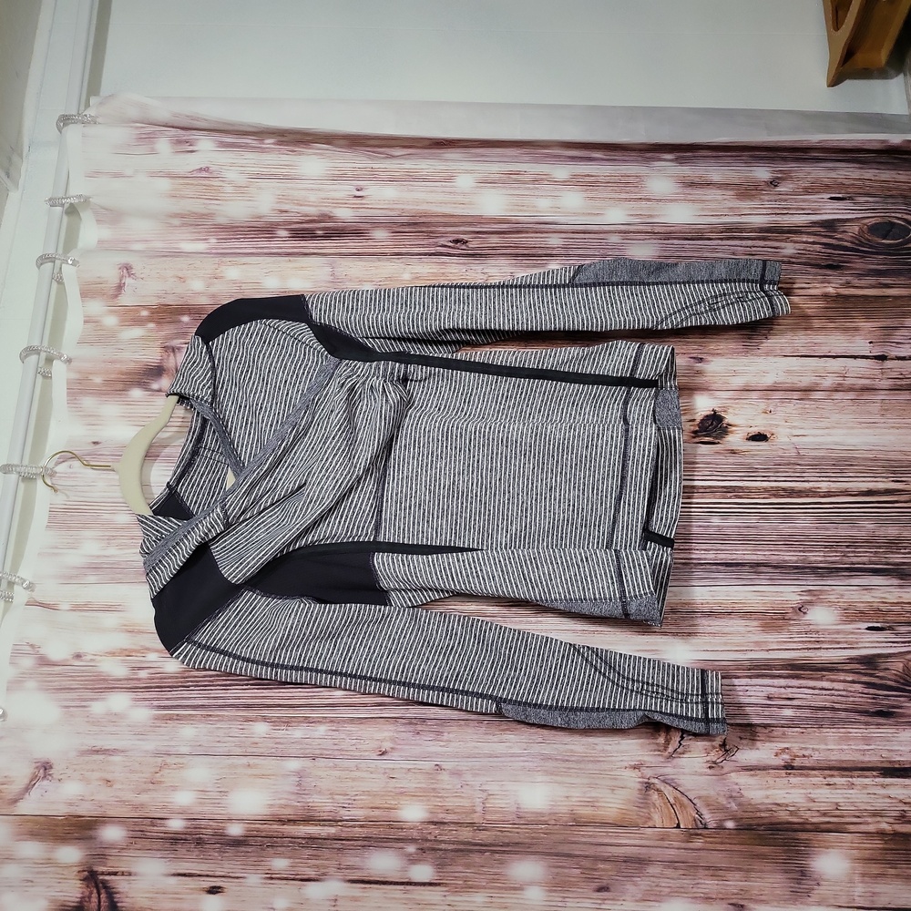 Lululemon Women's Cross Train Pull Over Grey Striped Size 6